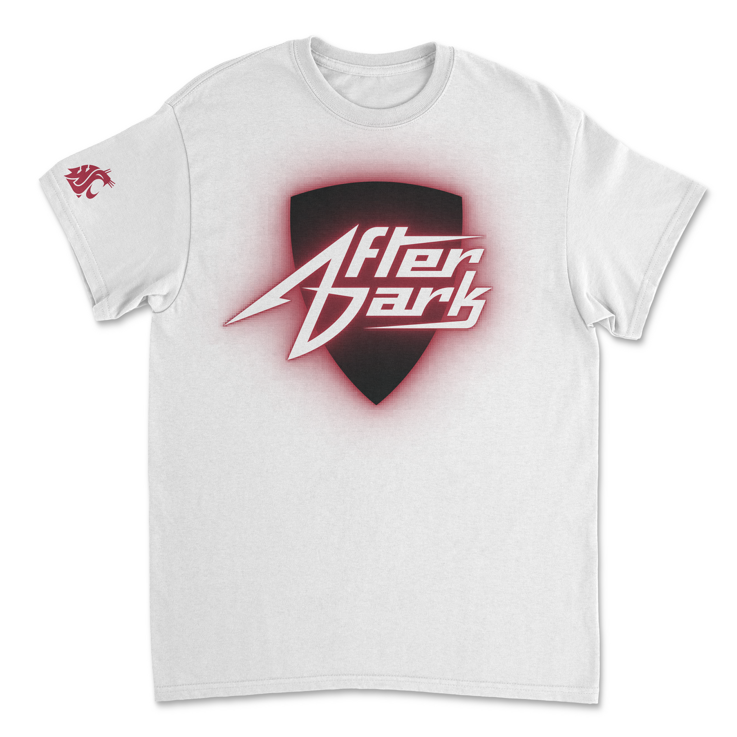 Washington State After Dark Neon Sign Tee White